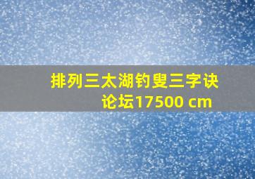 排列三太湖钓叟三字诀论坛17500 cm